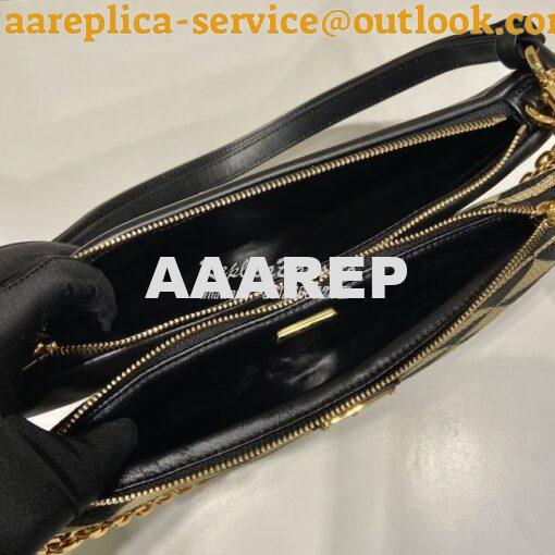 Replica Prada Symbole leather and fabric mini bag 1BC176 Black Beige 10