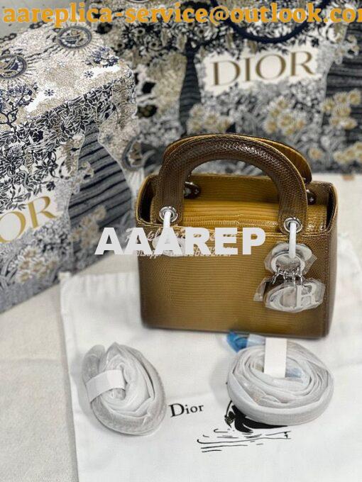 Replica Dior Lizard Leather Mini Lady Dior Bag in Gradient Yellow 6