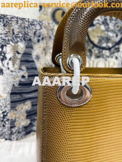 Replica Dior Lizard Leather Mini Lady Dior Bag in Gradient Yellow 8