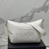 Replica Prada Leather bag with shoulder strap 2VH165 White