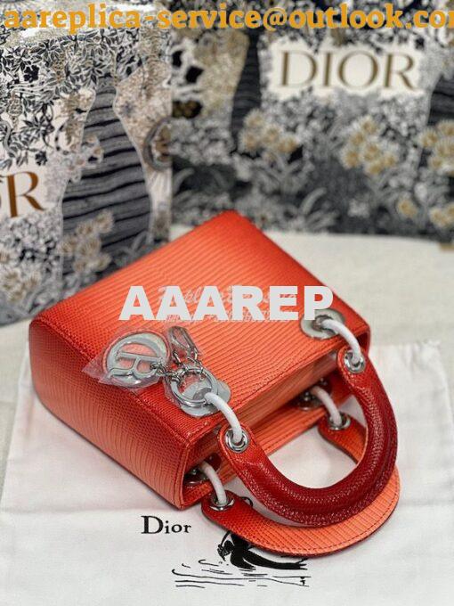Replica Dior Lizard Leather Mini Lady Dior Bag in Gradient Melon 3
