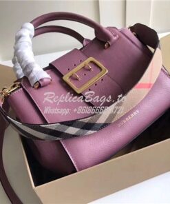 Replica  Burberry The Small/Medium Buckle Tote in dusty pink Grainy Le