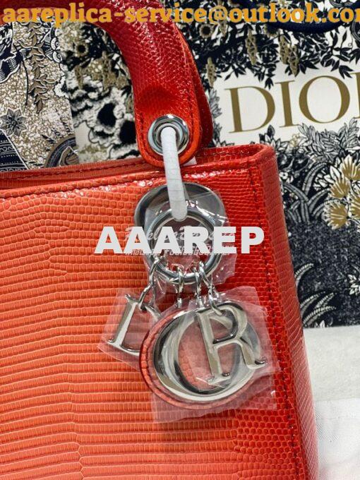 Replica Dior Lizard Leather Mini Lady Dior Bag in Gradient Melon 4