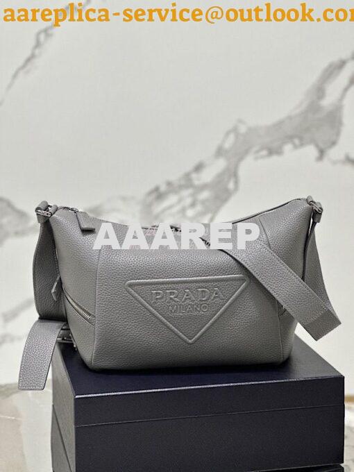 Replica Prada Leather bag with shoulder strap 2VH165 Maple Grey