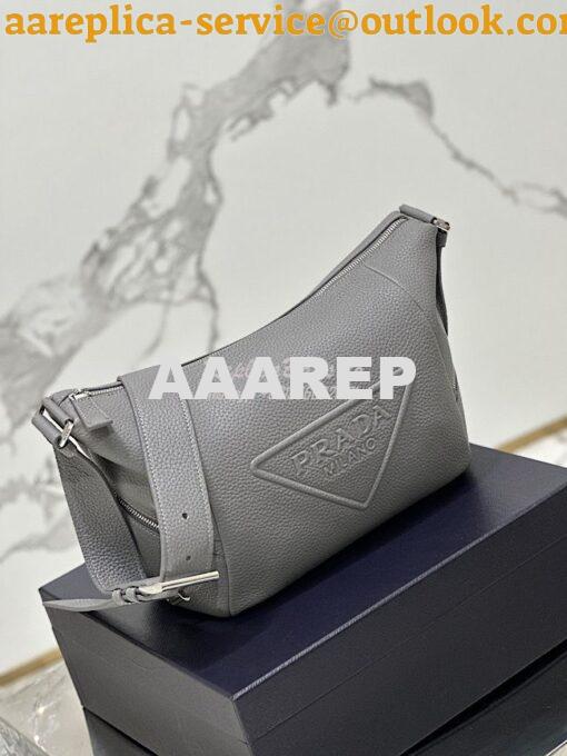 Replica Prada Leather bag with shoulder strap 2VH165 Maple Grey 2