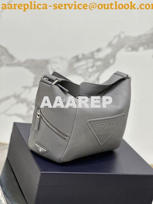Replica Prada Leather bag with shoulder strap 2VH165 Maple Grey 3