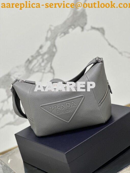 Replica Prada Leather bag with shoulder strap 2VH165 Maple Grey 4