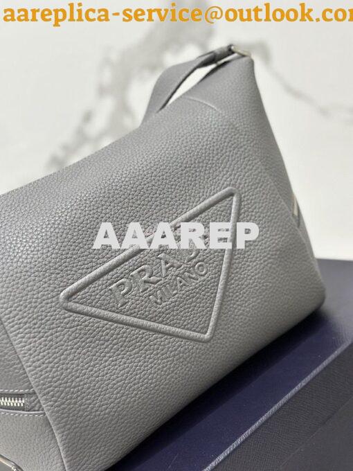 Replica Prada Leather bag with shoulder strap 2VH165 Maple Grey 5