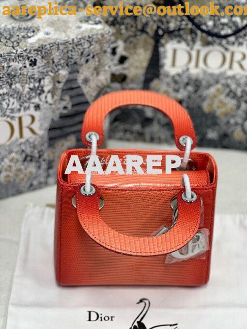 Replica Dior Lizard Leather Mini Lady Dior Bag in Gradient Melon 9