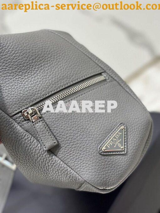 Replica Prada Leather bag with shoulder strap 2VH165 Maple Grey 6