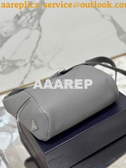 Replica Prada Leather bag with shoulder strap 2VH165 Maple Grey 8
