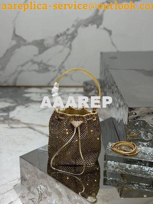 Replica Prada Satin mini-bag with crystals 1BE067 Platinum 2
