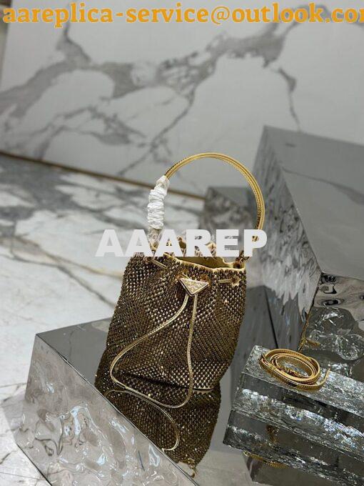 Replica Prada Satin mini-bag with crystals 1BE067 Platinum 3