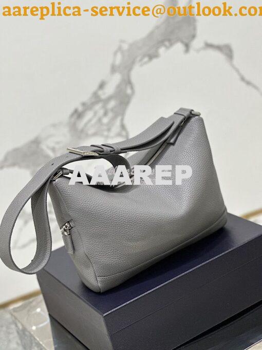 Replica Prada Leather bag with shoulder strap 2VH165 Maple Grey 11