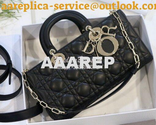 Replica Dior Lady D-Joy Bag Black Cannage Lambskin M0540O 3