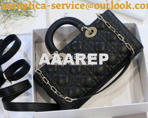 Replica Dior Lady D-Joy Bag Black Cannage Lambskin M0540O 5