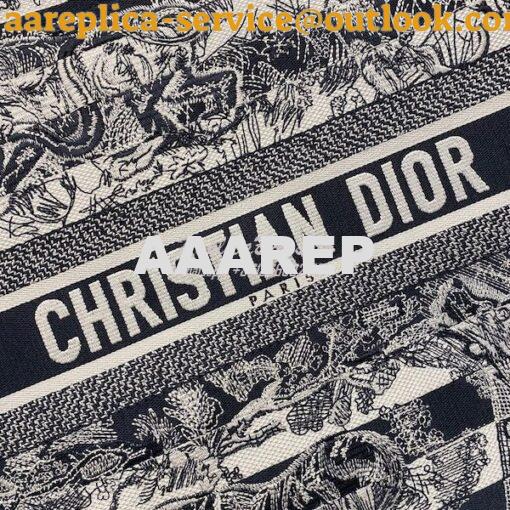 Replica Dior Book Tote bag in Navy Blue Toile de Jouy Stripes Embroide 3
