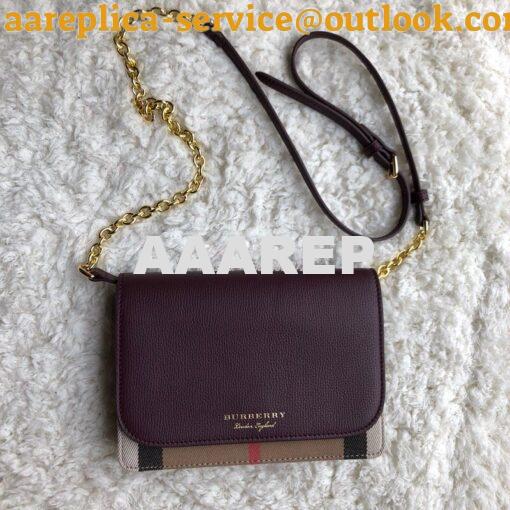 Replica Burberry Leather and House Check Wallet with Detachable Strap
