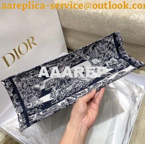 Replica Dior Book Tote bag in Navy Blue Toile de Jouy Stripes Embroide 9