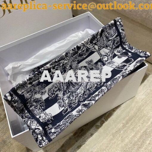Replica Dior Book Tote bag in Navy Blue Toile de Jouy Stripes Embroide 15