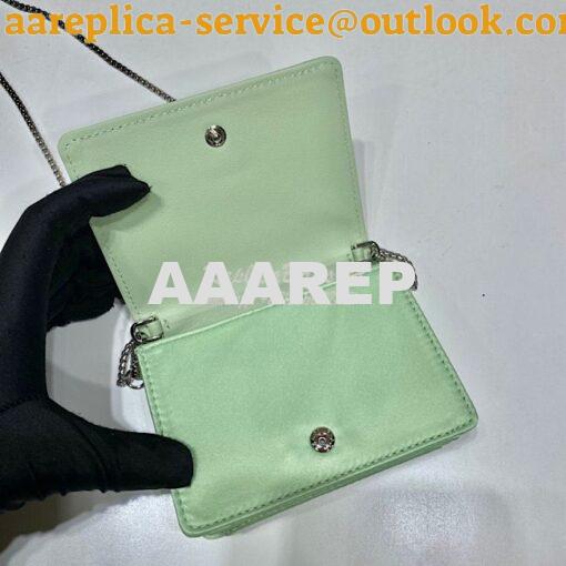 Replica Prada Cardholder with shoulder strap and crystals 1MR024 Aqua 6