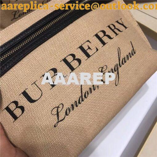Replica  Burberry Logo Print Jute Wristlet Clutch 40715651 3