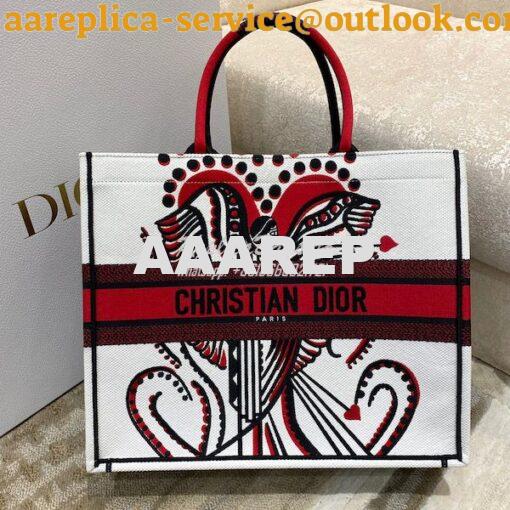 Replica Dior Book Tote bag in Latte Multicolor Cupidon Embroidery 7