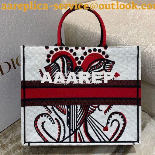Replica Dior Book Tote bag in Latte Multicolor Cupidon Embroidery 12
