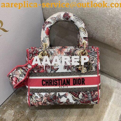 Replica Dior Medium Lady D-Lite Bag Multicolor Butterfly Embroidery M0