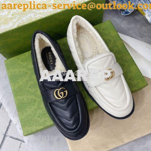 Replica Gucci Aria Loafer With Double G 670399 White Chevron Matelasse