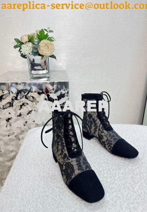 Replica Dior Naughtily-D Heeled Ankle Boots Transparent Mesh and Suede 5