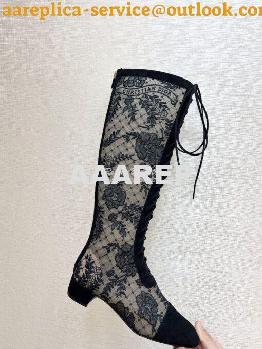 Replica Dior Naughtily-D Heeled Boots Transparent Mesh and Suede Calfs 3