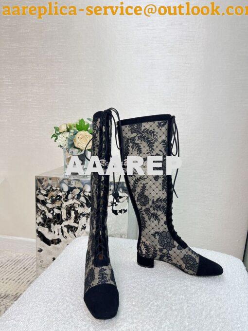 Replica Dior Naughtily-D Heeled Boots Transparent Mesh and Suede Calfs 4