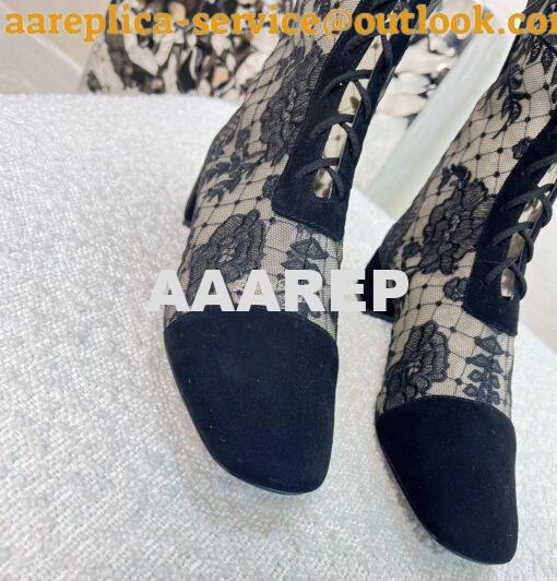 Replica Dior Naughtily-D Heeled Boots Transparent Mesh and Suede Calfs 5