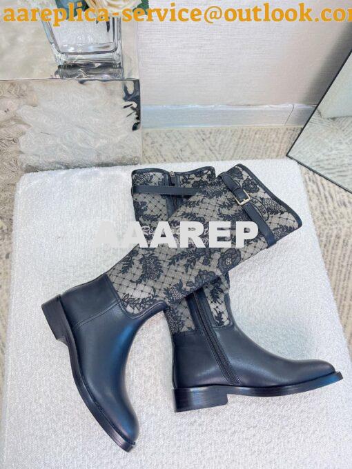 Replica Dior Boots Transparent Mesh and Suede Calfskin Embroidered wit 3