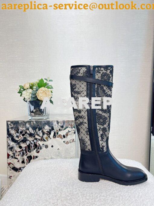 Replica Dior Boots Transparent Mesh and Suede Calfskin Embroidered wit 4