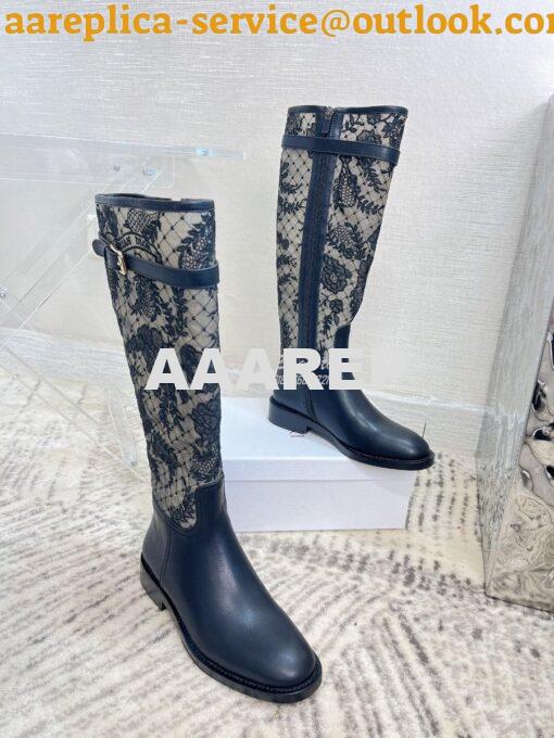 Replica Dior Boots Transparent Mesh and Suede Calfskin Embroidered wit 5