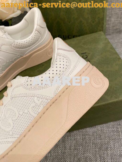 Replica Gucci Men Female GG Embossed Sneaker 670408 White Beige 7