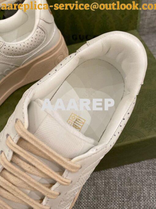 Replica Gucci Men Female GG Embossed Sneaker 670408 White Beige 9