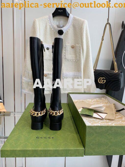 Replica Gucci Chain Soho Knee High Boot With Double G 360565 Black 7