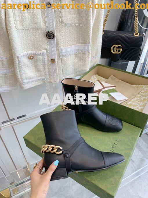 Replica Gucci Chain Soho Ankle Boot With Double G 360565 Black 3