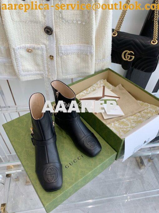 Replica Gucci Chain Soho Ankle Boot With Double G 360565 Black 4