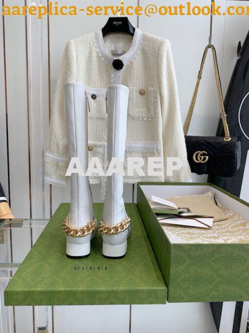 Replica Gucci Chain Soho Knee High Boot With Double G 360565 White 7