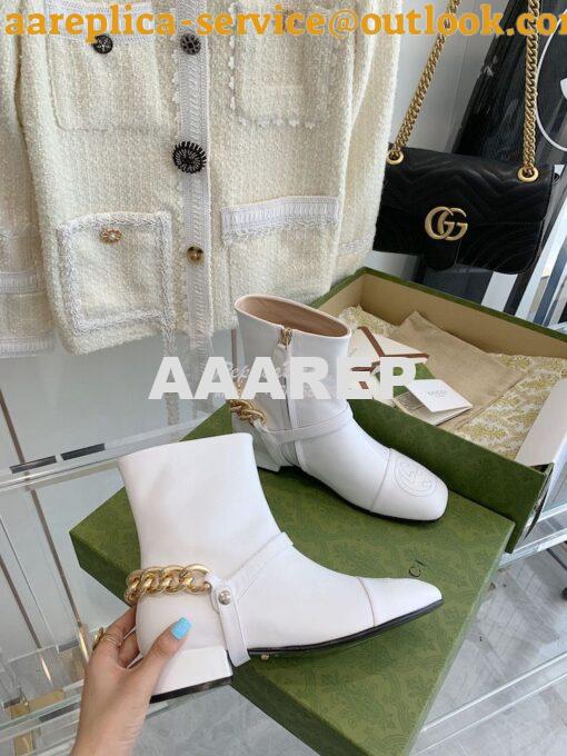 Replica Gucci Chain Soho Ankle Boot With Double G 360565 White 3