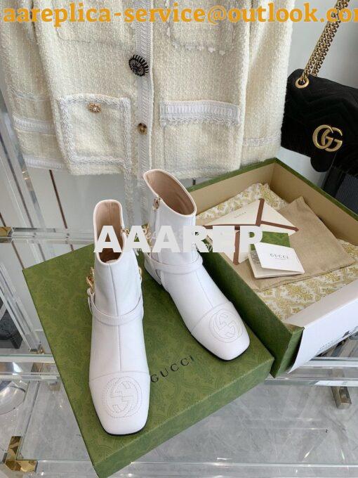Replica Gucci Chain Soho Ankle Boot With Double G 360565 White 4