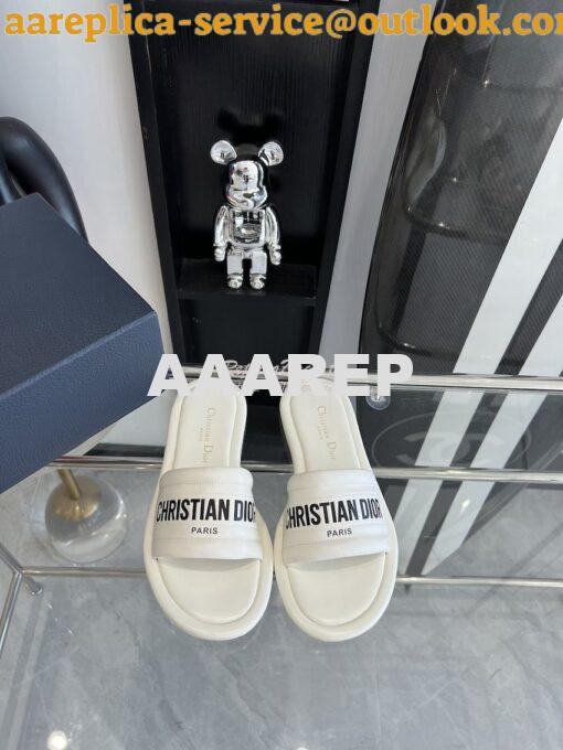 Replica Dior Every-D Slide Embossed Lambskin KCQ861 White