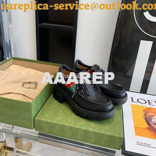 Replica Gucci Women's Loafers with Interlocking G 663369 Black 4