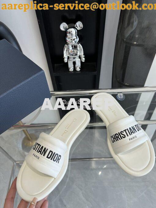 Replica Dior Every-D Slide Embossed Lambskin KCQ861 White 3