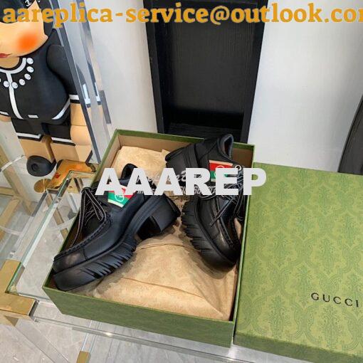 Replica Gucci Women's Loafers with Interlocking G 663369 Black 5