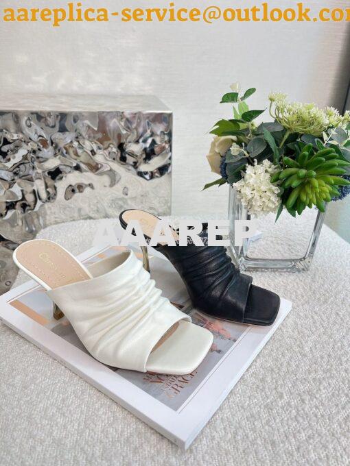 Replica Dior D-Fame Heeled Sandal Pleated Lambskin KCQ775 2